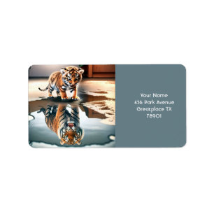 Fantasy Cute Baby Tiger Puddle Label