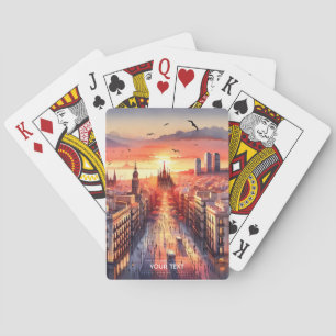 Fantasy Cute Barcelona Sunset View Playing Cards