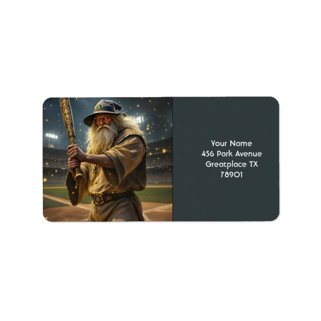 Fantasy Cute Baseball Wizard Bat Label (Front)