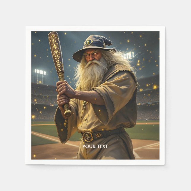 Fantasy Cute Baseball Wizard Bat Napkin (Front)