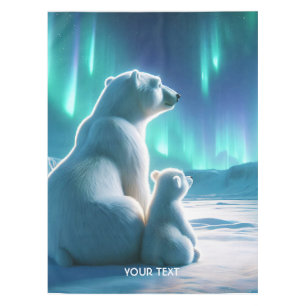 Fantasy Cute Bears Aurora Borealis Tablecloth