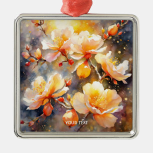 Fantasy Cute Beautiful Yellow Blossom Metal Ornament