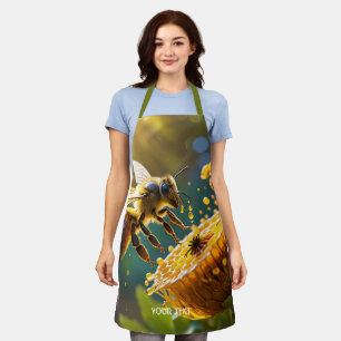 Fantasy Cute Bee Flowers Sun Apron