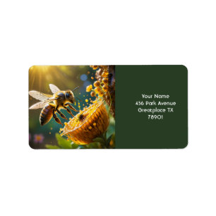 Fantasy Cute Bee Flowers Sun Label