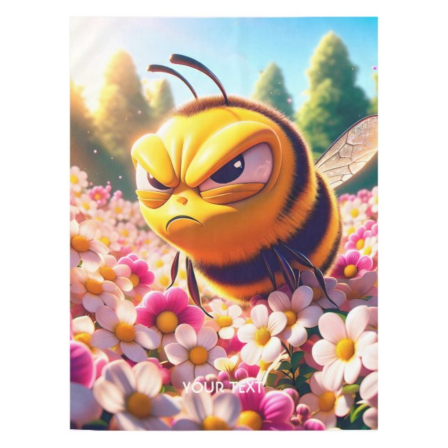 Fantasy Cute Bee Flowers Sun Tablecloth (Front)