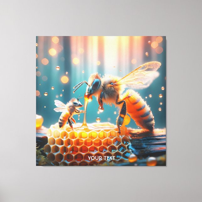 Fantasy Cute Bees Momma Baby Canvas Print (Front)