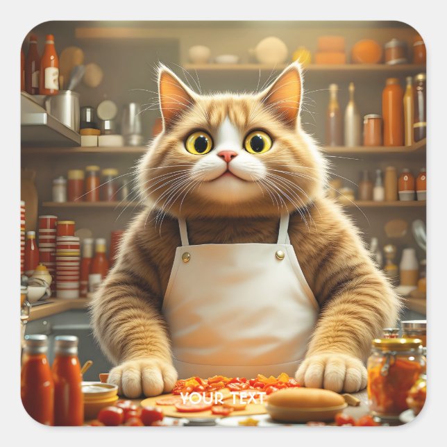 Fantasy Cute Big Eyes Cat Square Sticker (Front)