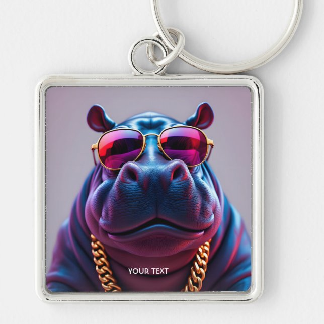 Fantasy Cute Big Hyppo Glasses Keychain (Front)