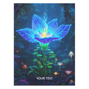 Fantasy Cute Bioluminescent Blue Flower Tablecloth
