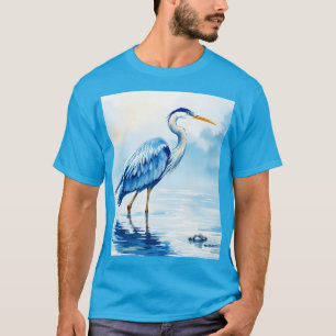 Fantasy Cute Bird Blue Watercolor T-Shirt