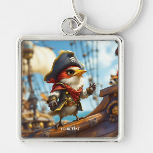 Fantasy Cute Bird Captain Pirate Keychain