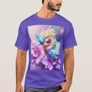 Fantasy Cute Bird Pink Orchid T-Shirt