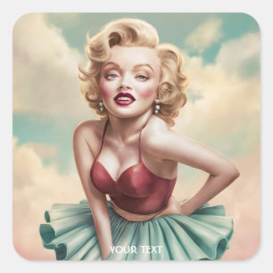 Fantasy Cute Blonde Girl Posing Square Sticker
