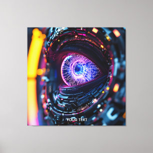 Fantasy Cute Blue Cyber Eye Canvas Print