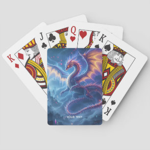 Fantasy Cute Blue Dragon City Playing Cards