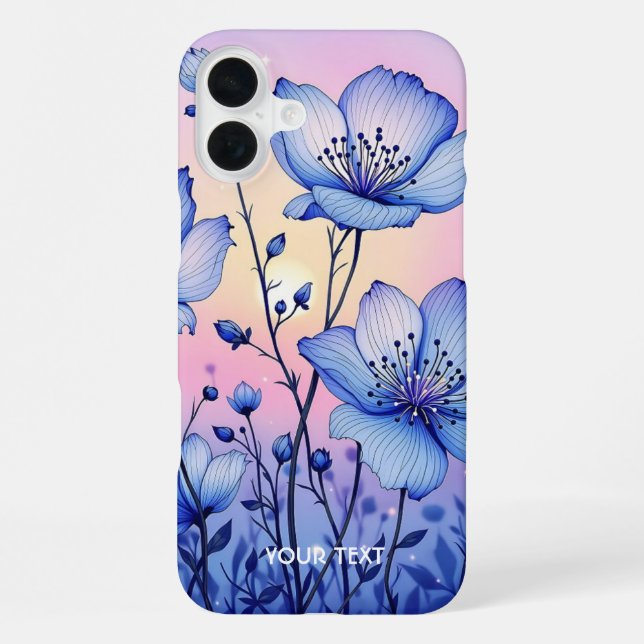 Fantasy Cute  Blue Flowers Field iPhone Case (Back)