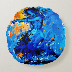 Fantasy Cute Blue Orange Dancer Round Pillow