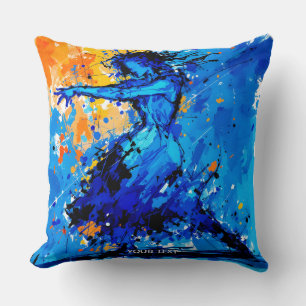 Fantasy Cute Blue Orange Dancer Throw Pillow