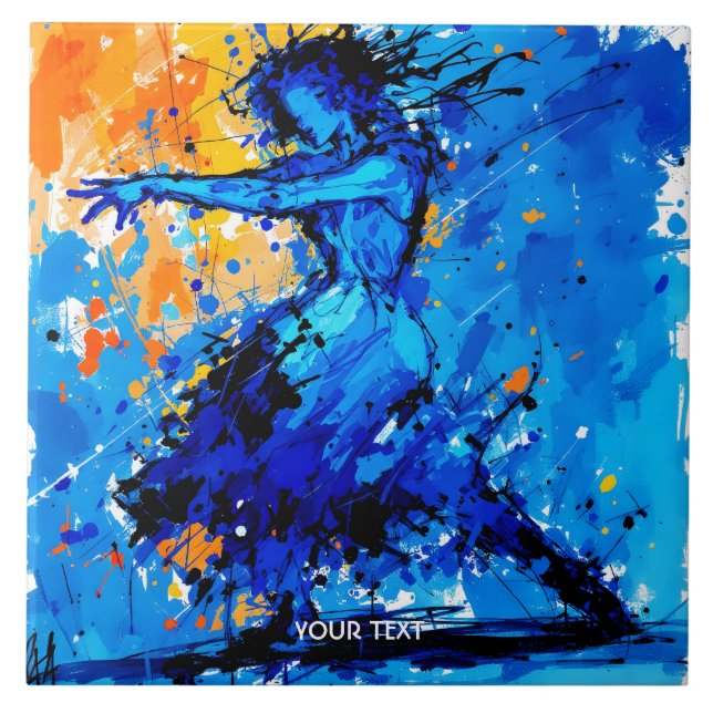 Fantasy Cute Blue Orange Dancer Tile (Front)