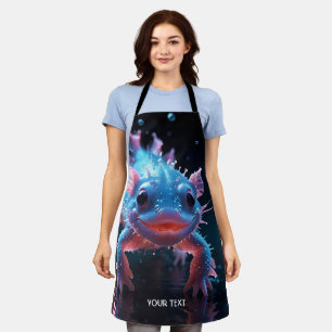 Fantasy Cute Blue Smiling Axolotl Apron