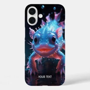 Fantasy Cute Blue Smiling Axolotl iPhone 16 Plus Case