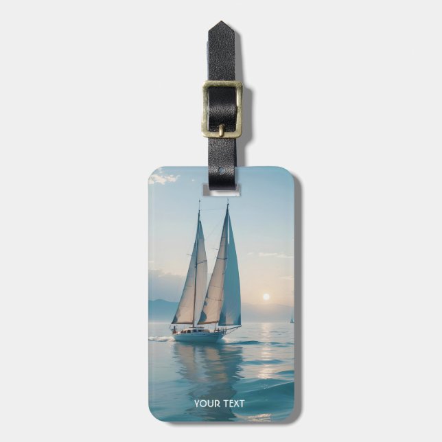 Fantasy Cute Boat Sea Sun Luggage Tag (Front Vertical)