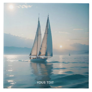 Fantasy Cute Boat Sea Sun Tile