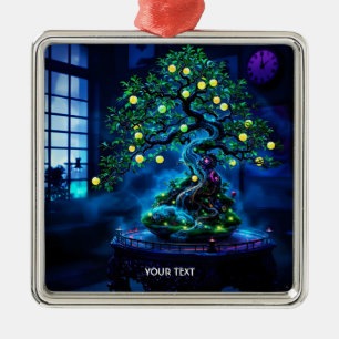 Fantasy Cute Bonsai Tree Lights Metal Ornament