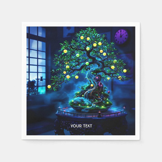 Fantasy Cute Bonsai Tree Lights Napkin (Front)