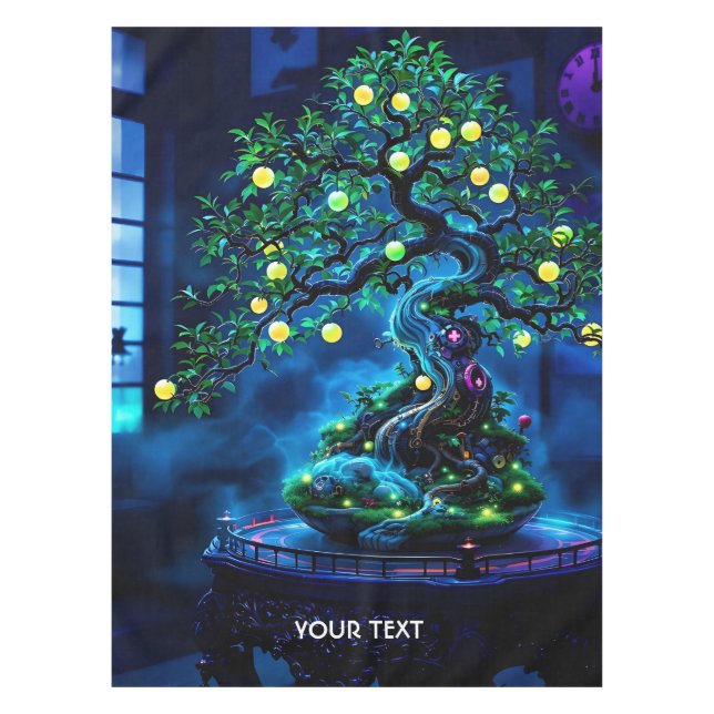 Fantasy Cute Bonsai Tree Lights Tablecloth (Front)