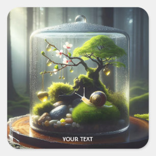 Fantasy Cute  Bottle Sakura Snail Square Sticker