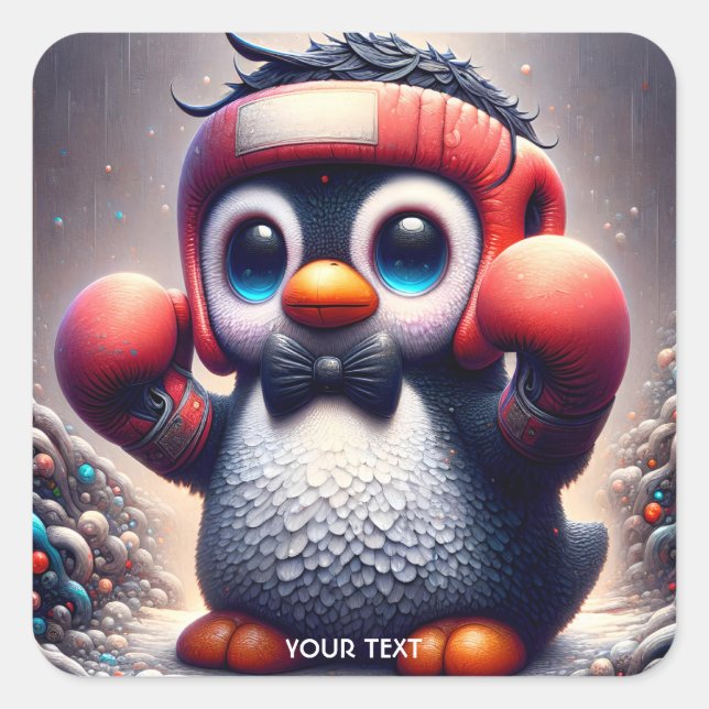 Fantasy Cute Boxing Gloves Bird Square Sticker (Front)