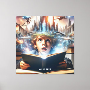 Fantasy Cute  Boy City  Book Canvas Print
