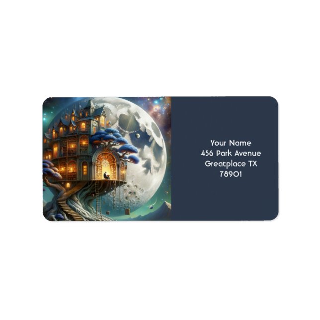 Fantasy Cute Boy Moon Library Label (Front)