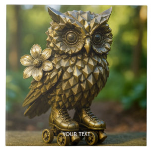 Fantasy Cute Brass Owl Skates Tile
