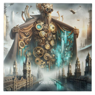 Fantasy Cute Bridge Steampunk Robot Tile