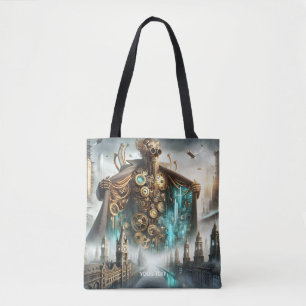 Fantasy Cute Bridge Steampunk Robot Tote Bag