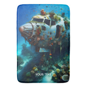 Fantasy Cute Broken Airplane Ocean Bath Mat