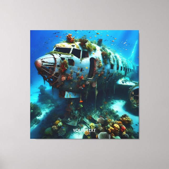 Fantasy Cute Broken Airplane Ocean Canvas Print (Front)
