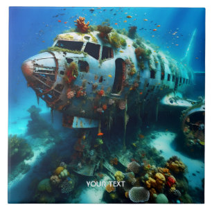 Fantasy Cute Broken Airplane Ocean Tile