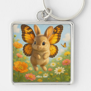 Fantasy Cute Bunny Flowers Wings Keychain