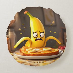 Fantasy Cute Butter Banana Toast Round Pillow