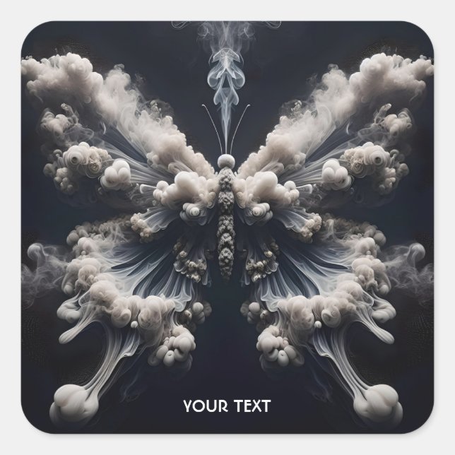Fantasy Cute Butterfly Smoke Ascent Square Sticker (Front)