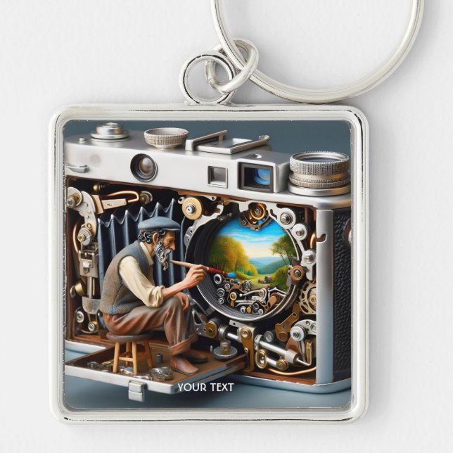 Fantasy Cute Camera Painting Landscape Keychain (Front)