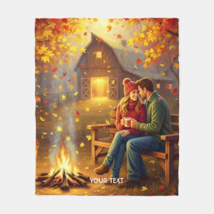 Fantasy Cute  Campfire Date Country Fleece Blanket