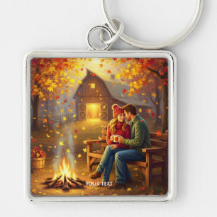 Fantasy Cute Campfire Date Country Keychain