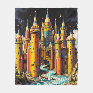Fantasy Cute Castle From Pencils Fleece Blanket