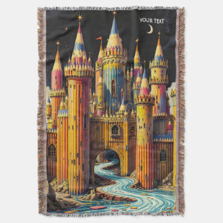 Fantasy Cute Castle From Pencils Throw Blanket