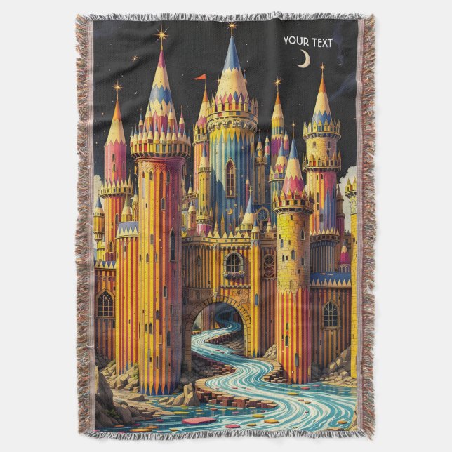 Fantasy Cute Castle From Pencils Throw Blanket (Front Vertical)