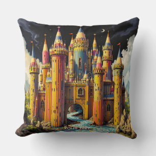 Fantasy Cute Castle From Pencils Throw Pillow